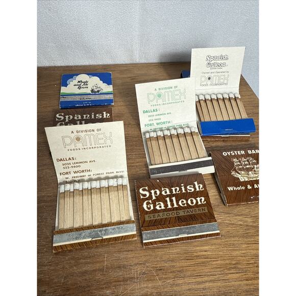Spanish Galleon Seafood Tavern Matchbook Lot Dallas Fort Worth Restaurant NOS - Picture 3 of 8